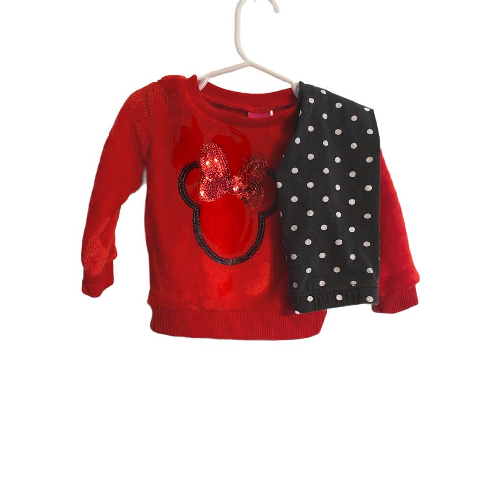 Minnie Mouse Valentine Red Sweater and Black Pants Set Size 18M